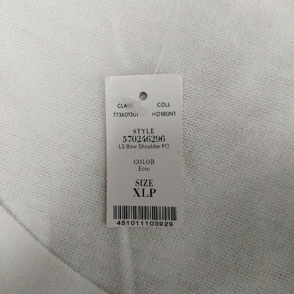 White House Black Market White Raglan Boat Neck Pullover Sweater 4174 - Picture 7 of 10